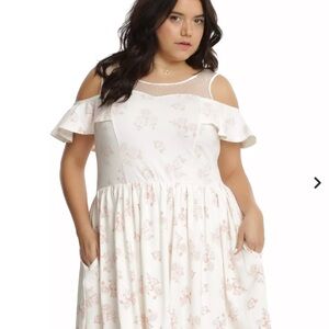 Disney Beauty and the Beast Plus Size 2 Floral Cold Shoulder Dress